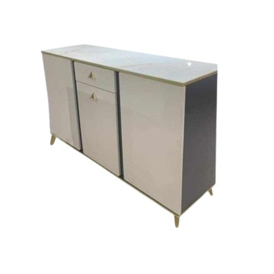 Elegant white and grey sideboard with two doors & two drawers, perfect for enhancing any living space's décor.