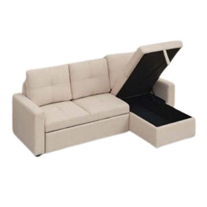 A cozy sofa bed featuring a comfortable mattress and plush pillows, perfect for relaxation and overnight guests.