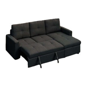 A cozy sofa bed featuring a comfortable mattress and plush pillows, perfect for relaxation and overnight guests.