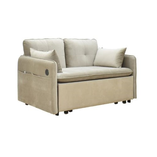 A modern sofa bed showcasing a supportive mattress and inviting pillows, designed for comfort and versatility in any space.