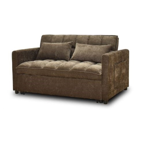 A modern sofa bed showcasing a supportive mattress and inviting pillows, designed for comfort and versatility in any space.