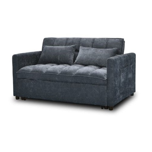 A modern sofa bed showcasing a supportive mattress and inviting pillows, designed for comfort and versatility in any space.