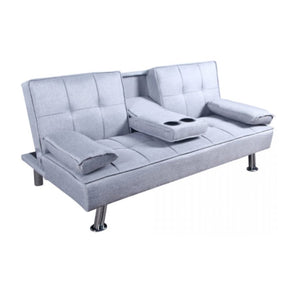Eliana Sofa Bed | Leatherette Upholstered with Cup Holder