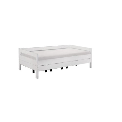 A wooden bed frame accompanied by a comfortable mattress and tidily arranged bedding, fostering a warm and welcoming bedroom ambiance.