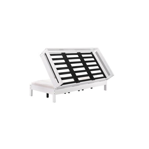 A wooden bed frame accompanied by a comfortable mattress and tidily arranged bedding, fostering a warm and welcoming bedroom ambiance.