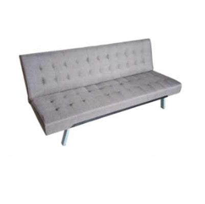 A stylish couch featuring a buttoned seat, adding elegance to any living space.