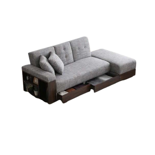 A modern sofa bed showcasing a supportive mattress and inviting pillows, designed for comfort and versatility in any space.