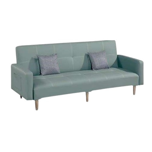A cozy sofa bed featuring a comfortable mattress and plush pillows, perfect for relaxation and overnight guests.