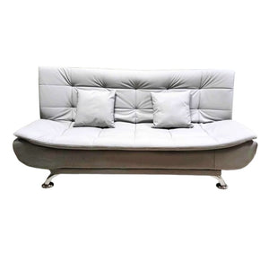 Grey Sofa Bed | White Fabric Upholstered Sofa Bed with Cushions