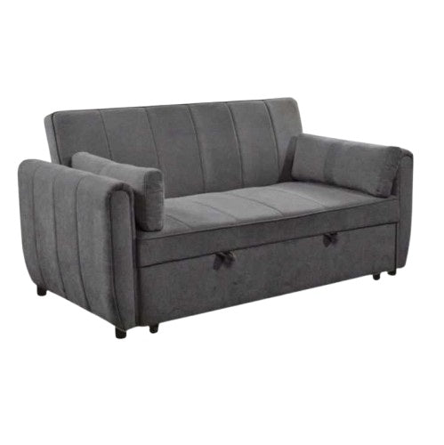 A cozy sofa bed featuring a comfortable mattress and plush pillows, perfect for relaxation and overnight guests.