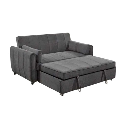 A cozy sofa bed featuring a comfortable mattress and plush pillows, perfect for relaxation and overnight guests.