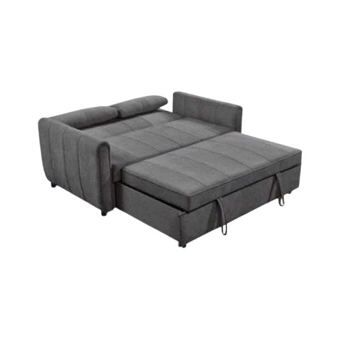 A cozy sofa bed featuring a comfortable mattress and plush pillows, perfect for relaxation and overnight guests.