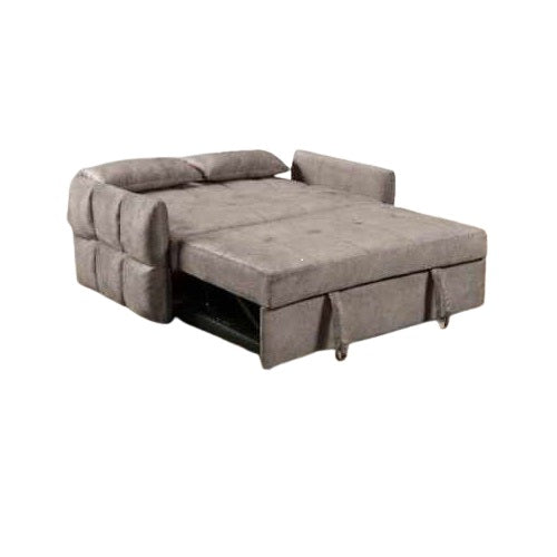 A modern sofa bed showcasing a supportive mattress and inviting pillows, designed for comfort and versatility in any space.