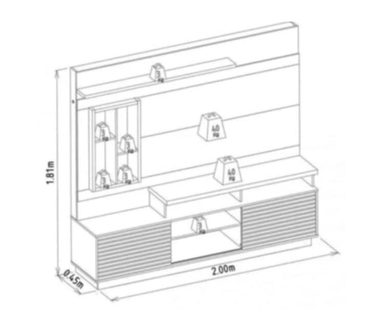 A modern TV cabinet with two cabinet, and shelves ideal for organizing magazines and decorative items.