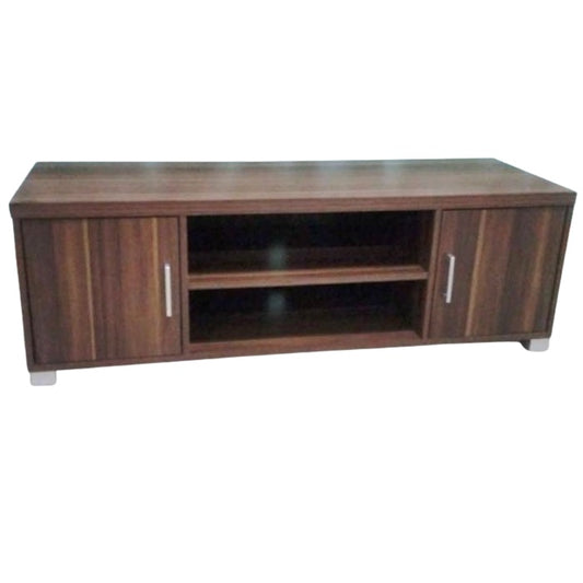 Modern entertainment center with a television positioned on its surface, showcasing a stylish living space.