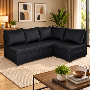 Ascott L-Type Sofa | Fabric Upholstered with Cushions