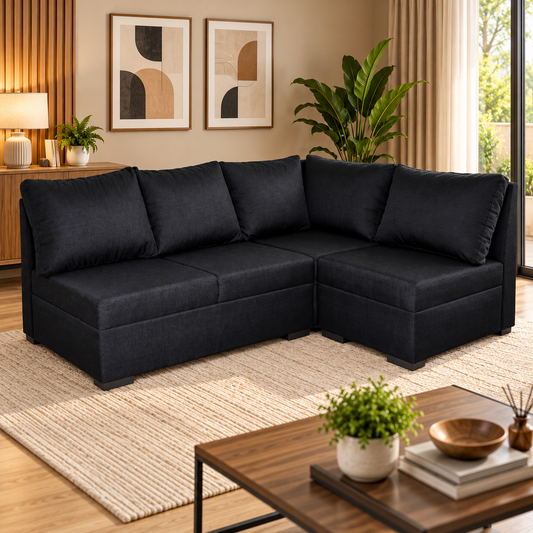 Ascott L-Type Sofa | Fabric Upholstered with Cushions