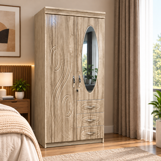 Bennett 2 Door Wardrobe with Mirror & 3 Drawers