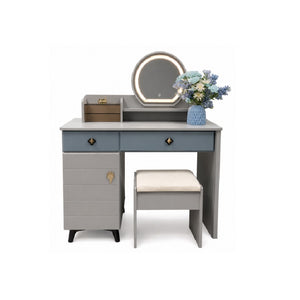 Casper 90cm Dresser with Mirror & Stool | 2 Drawers with 1 Cabinet
