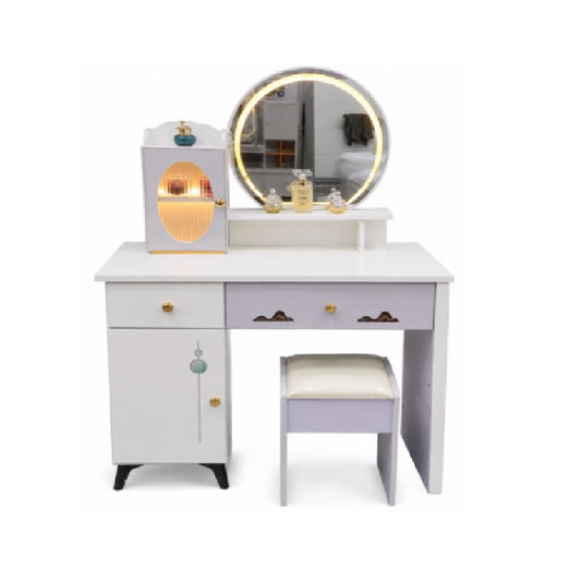 Cassian 90cm Dresser with Mirror & Stool | 2 Drawers with 1 Cabinet