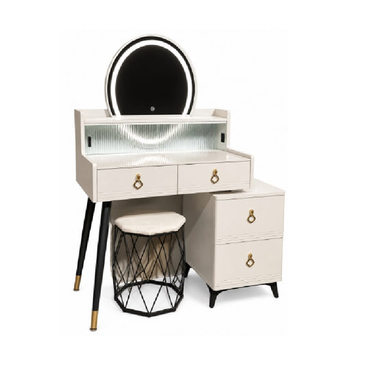 Cecil 96cm Dresser with Mirror & Stool | 4 Drawers with Top Storage