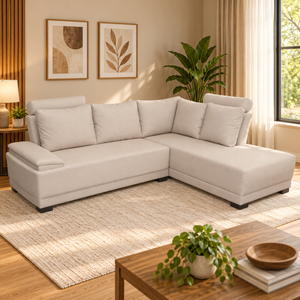 Linux L-Type Sofa | Fabric Upholstered with Cushions