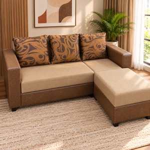 Arrow L-Type Sofa | Fabric Upholstered with Uratex Foam & Stool